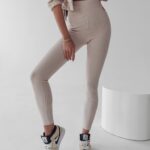 Legginsy prążkowane Debra Ola Voga beżowe