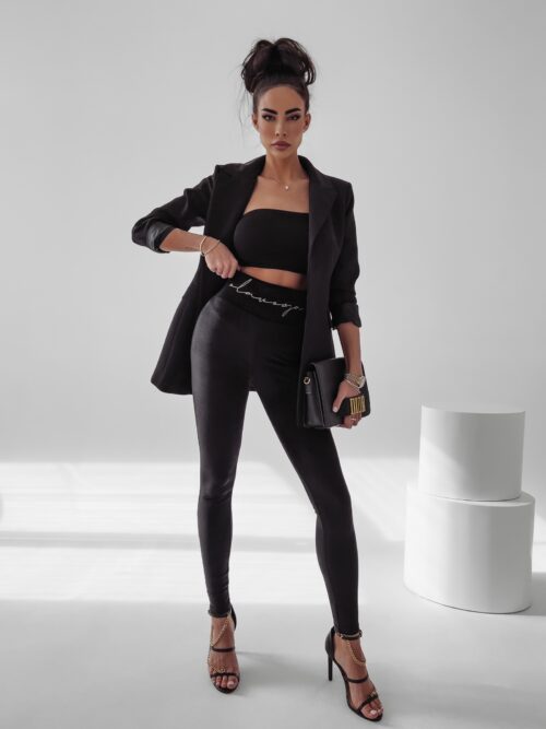 Legginsy eleganckie welurowe Porto Ola Voga czarne