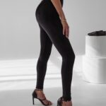 Legginsy eleganckie welurowe Porto Ola Voga czarne