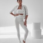 Legginsy eleganckie welurowe Porto Ola Voga ecru