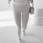 Legginsy eleganckie welurowe Porto Ola Voga ecru