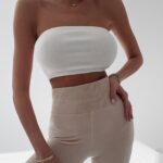 Legginsy eleganckie welurowe Porto Ola Voga beżowe