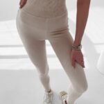 Legginsy eleganckie welurowe Porto Ola Voga beżowe