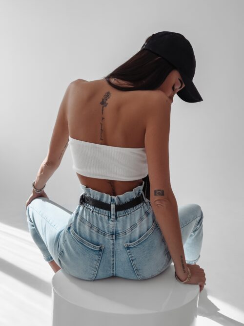 Spodnie jeansowe Paper bag Lerta Ola Voga niebieskie