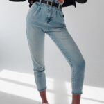 Spodnie jeansowe Paper bag Lerta Ola Voga niebieskie