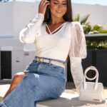 Body welurowe z tiulem NB Vejs białe