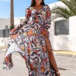 Sukienka maxi NB Zambizi kolorowa zebra