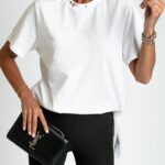 T-shirt bawełniany elegancki Viks biały