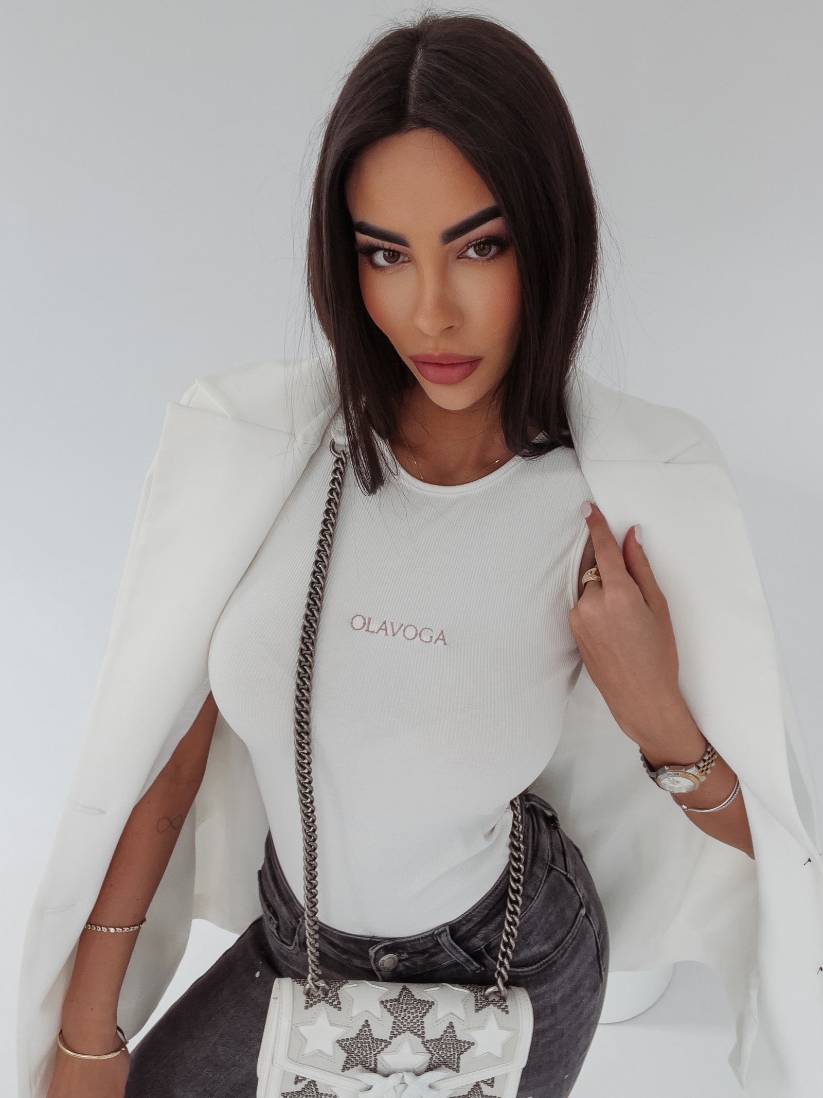 Body bez rękawów Bibi Ola Voga ecru