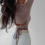 Bluzka z wiązaniem Frances Ola Voga beżowa