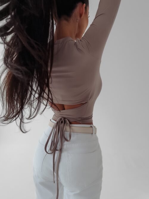 Bluzka z wiązaniem Frances Ola Voga beżowa