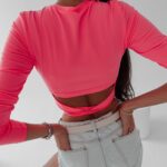 Bluzka z wiązaniem Frances Ola Voga neonowy róż