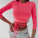 Bluzka z wiązaniem Frances Ola Voga neonowy róż