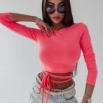 Bluzka z wiązaniem Frances Ola Voga neonowy róż