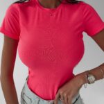 Bluzka klasyczna t-shirt basic Eter Ola Voga neonowy róż