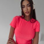 Bluzka klasyczna t-shirt basic Eter Ola Voga neonowy róż