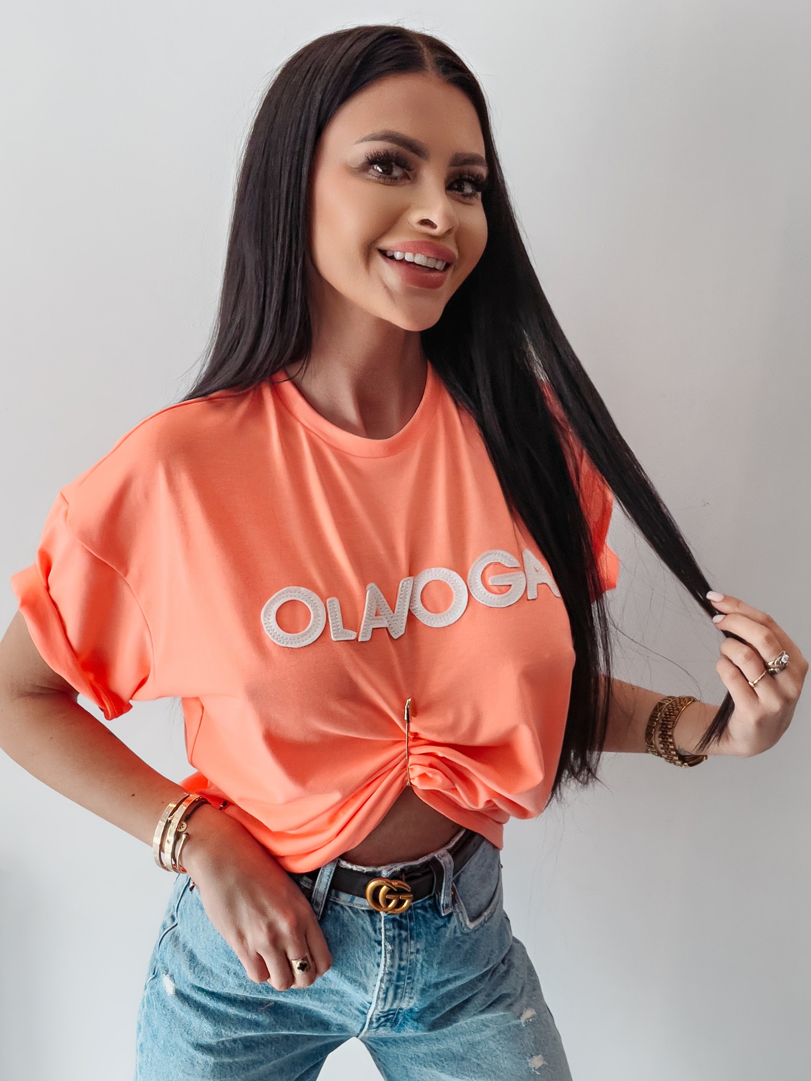 T-shirt klasyczny Kayla Ola Voga koralowy