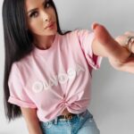 T-shirt klasyczny Kayla Ola Voga pudrowy