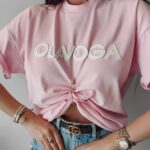 T-shirt klasyczny Kayla Ola Voga pudrowy