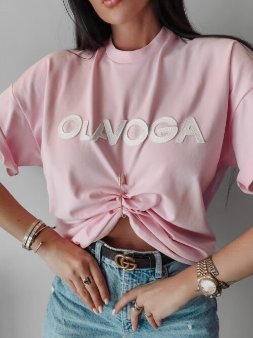 T-shirt klasyczny Kayla Ola Voga pudrowy