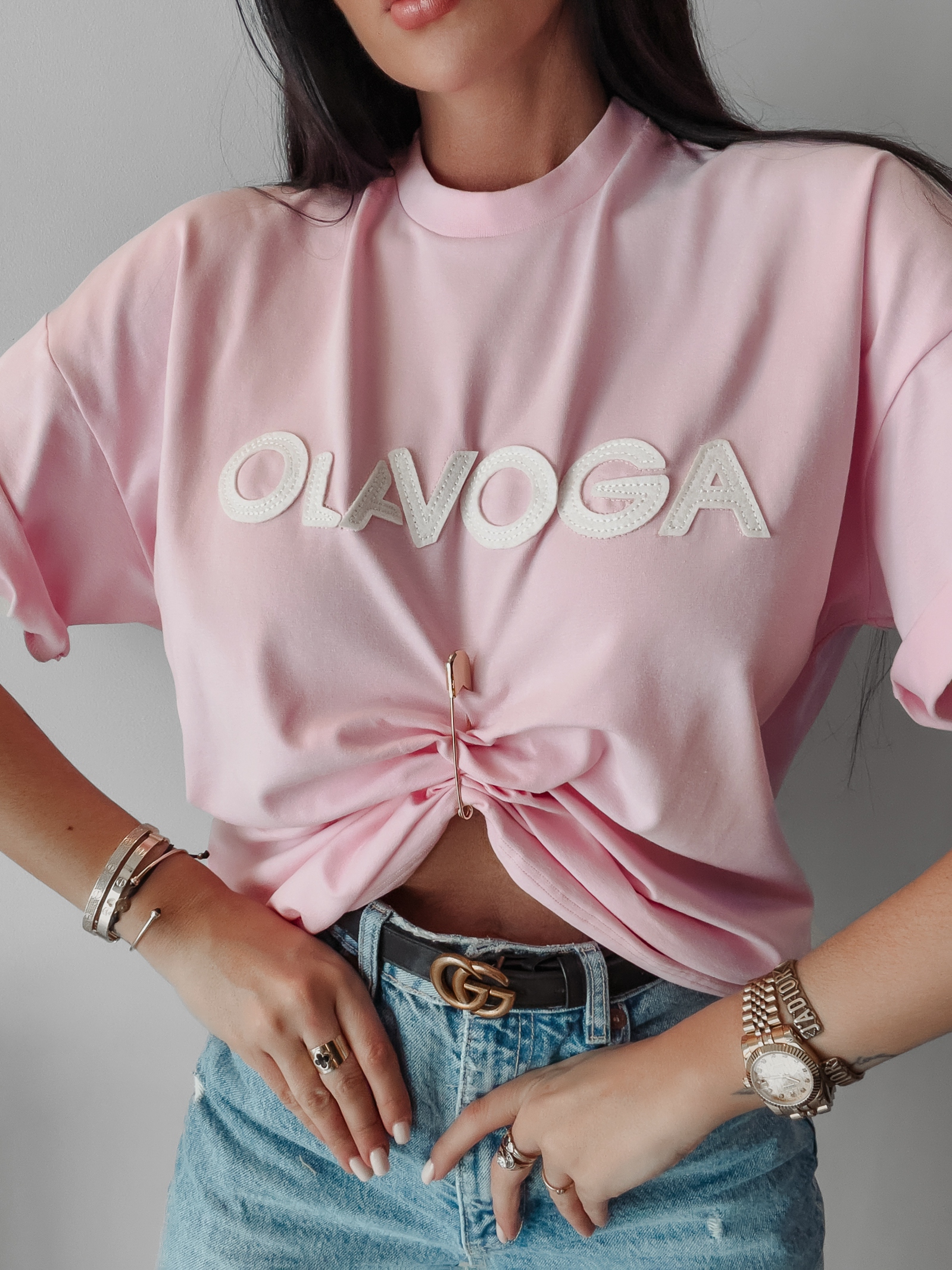 T-shirt klasyczny Kayla Ola Voga pudrowy T-shirt klasyczny Kayla Ola Voga pudrowy