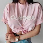 T-shirt klasyczny Kayla Ola Voga pudrowy