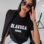 T-shirt z wycięciami Jo Ola Voga czarny