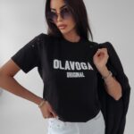 T-shirt z wycięciami Jo Ola Voga czarny