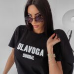 T-shirt z wycięciami Jo Ola Voga czarny
