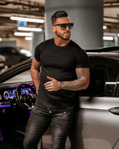 T-shirt tłoczony męski Manus Ola Voga czarny