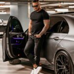 T-shirt tłoczony męski Manus Ola Voga czarny