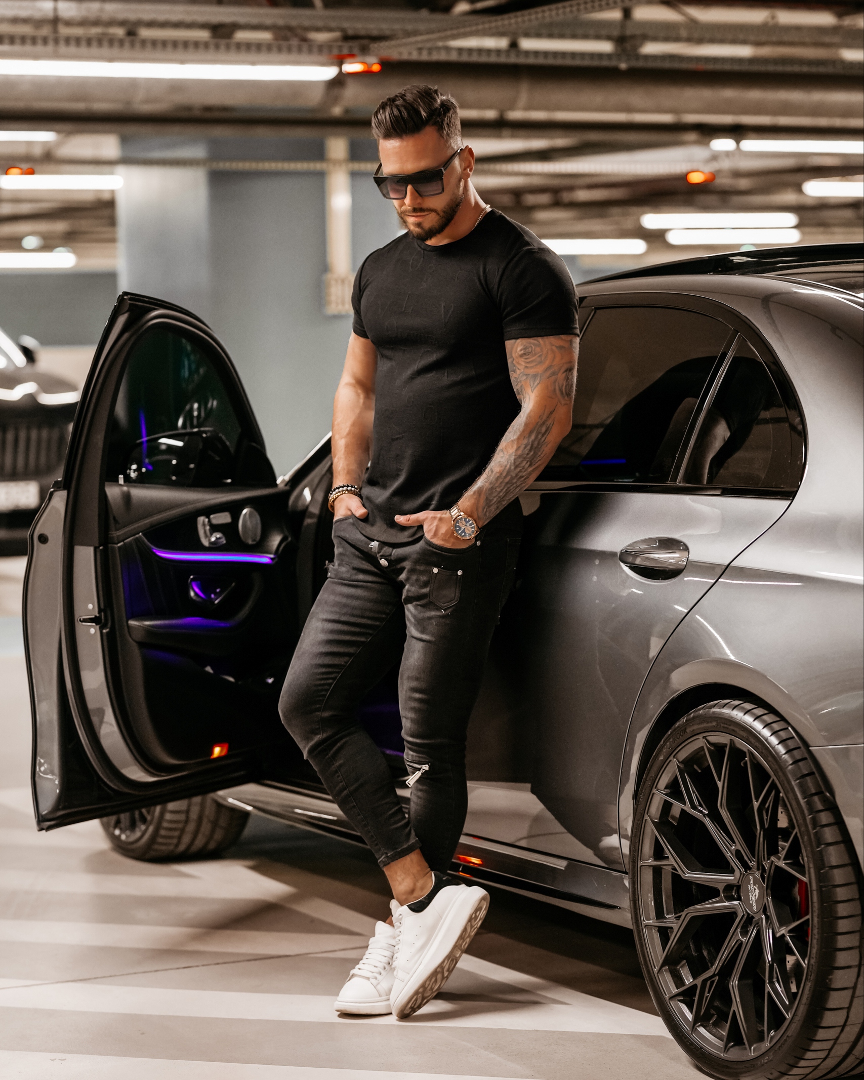 T-shirt tłoczony męski Manus Ola Voga czarny T-shirt tłoczony męski Manus Ola Voga czarny