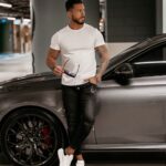 T-shirt tłoczony męski Manus Ola Voga ecru