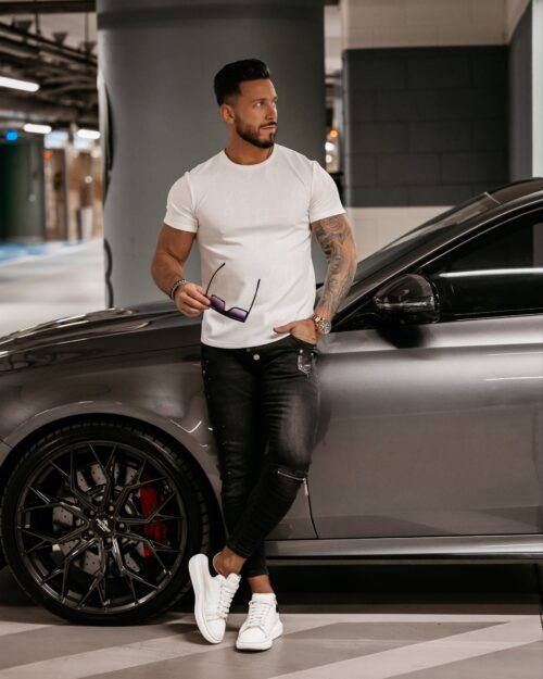 T-shirt tłoczony męski Manus Ola Voga ecru