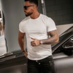 T-shirt tłoczony męski Manus Ola Voga ecru