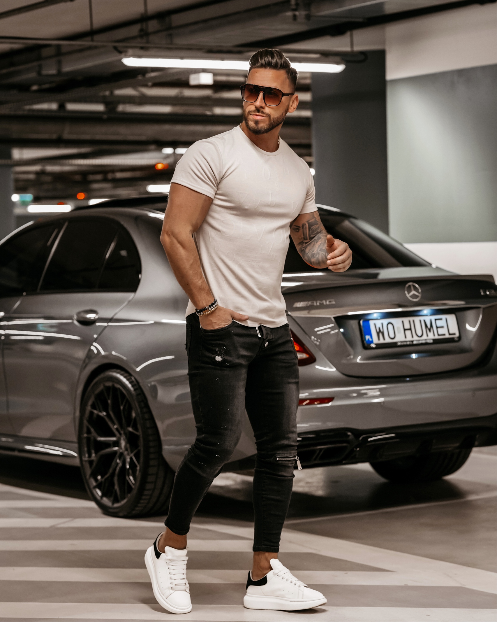 T-shirt tłoczony męski Manus Ola Voga beżowy