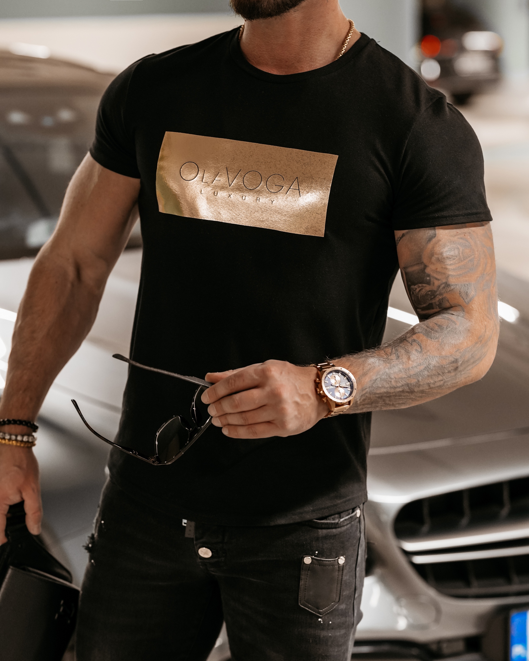 T-shirt męski logowany Martin Ola Voga czarny