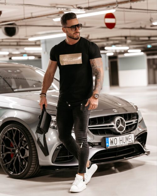 T-shirt męski logowany Martin Ola Voga czarny