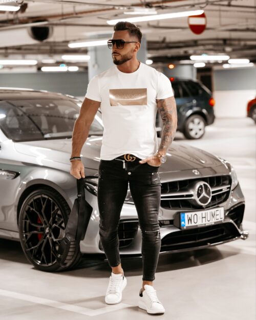 T-shirt męski logowany Martin Ola Voga ecru