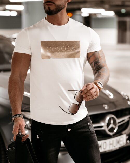 T-shirt męski logowany Martin Ola Voga ecru