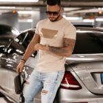 T-shirt męski logowany Martin Ola Voga beżowy