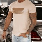 T-shirt męski logowany Martin Ola Voga beżowy