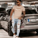 T-shirt męski logowany Martin Ola Voga beżowy