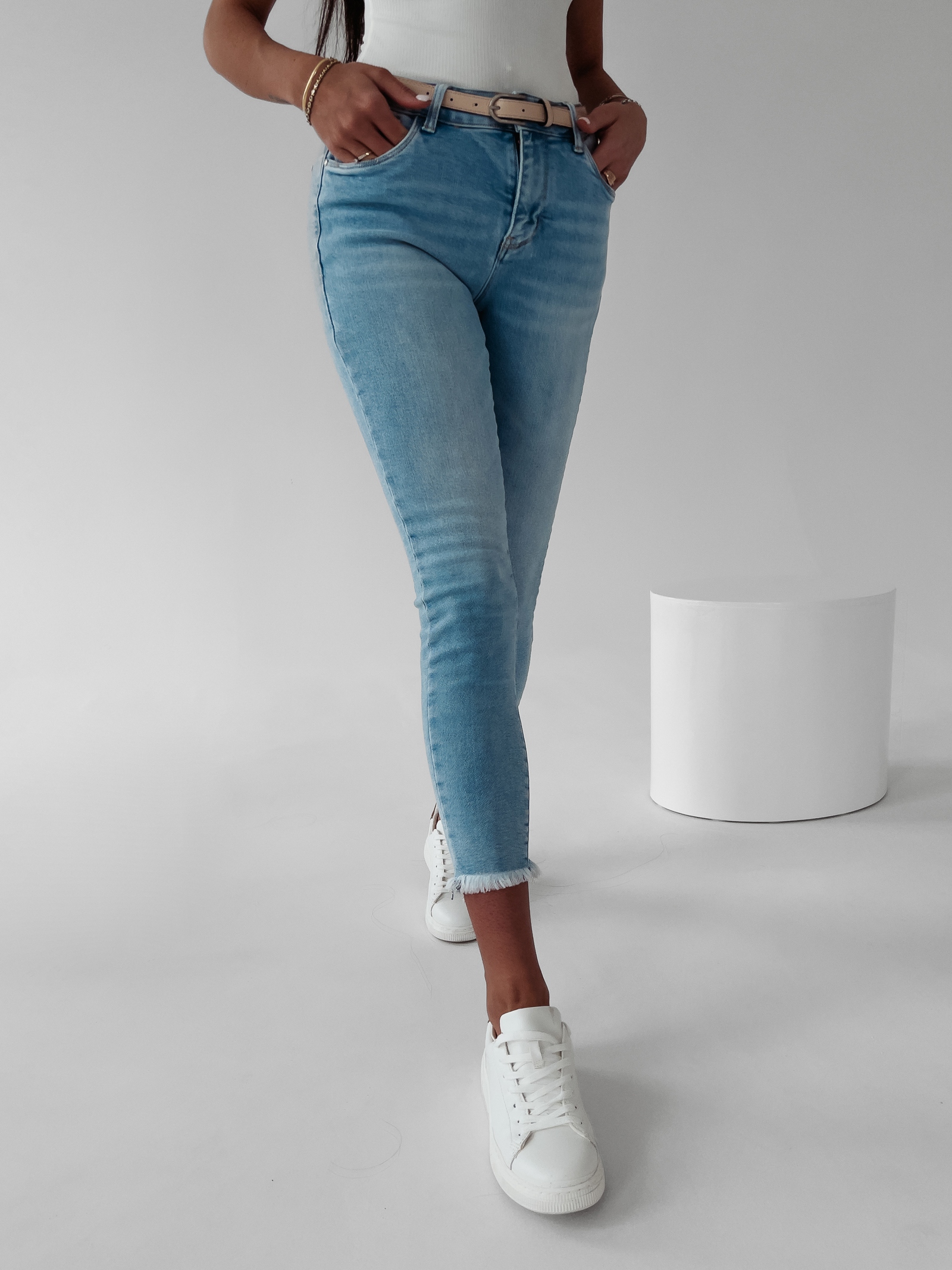 Spodnie slim fit Opal 252 Ola Voga niebieskie