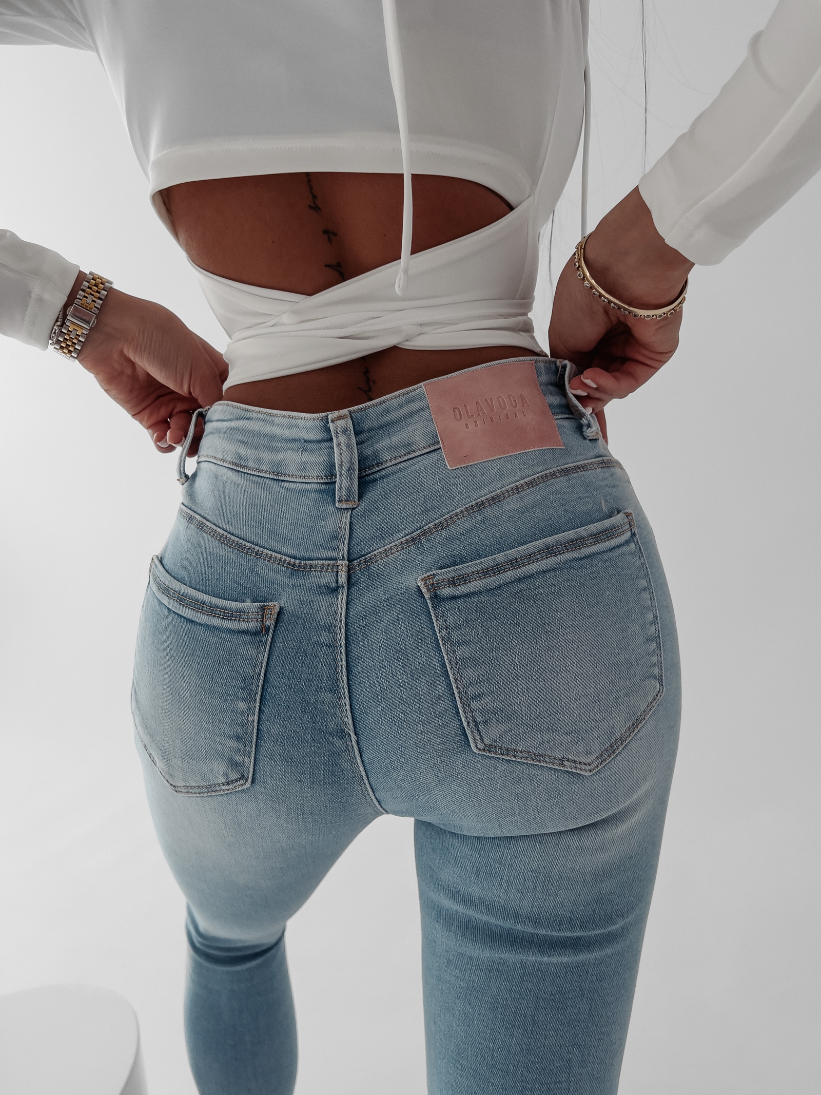 Spodnie slim fit Opal 252 Ola Voga niebieskie