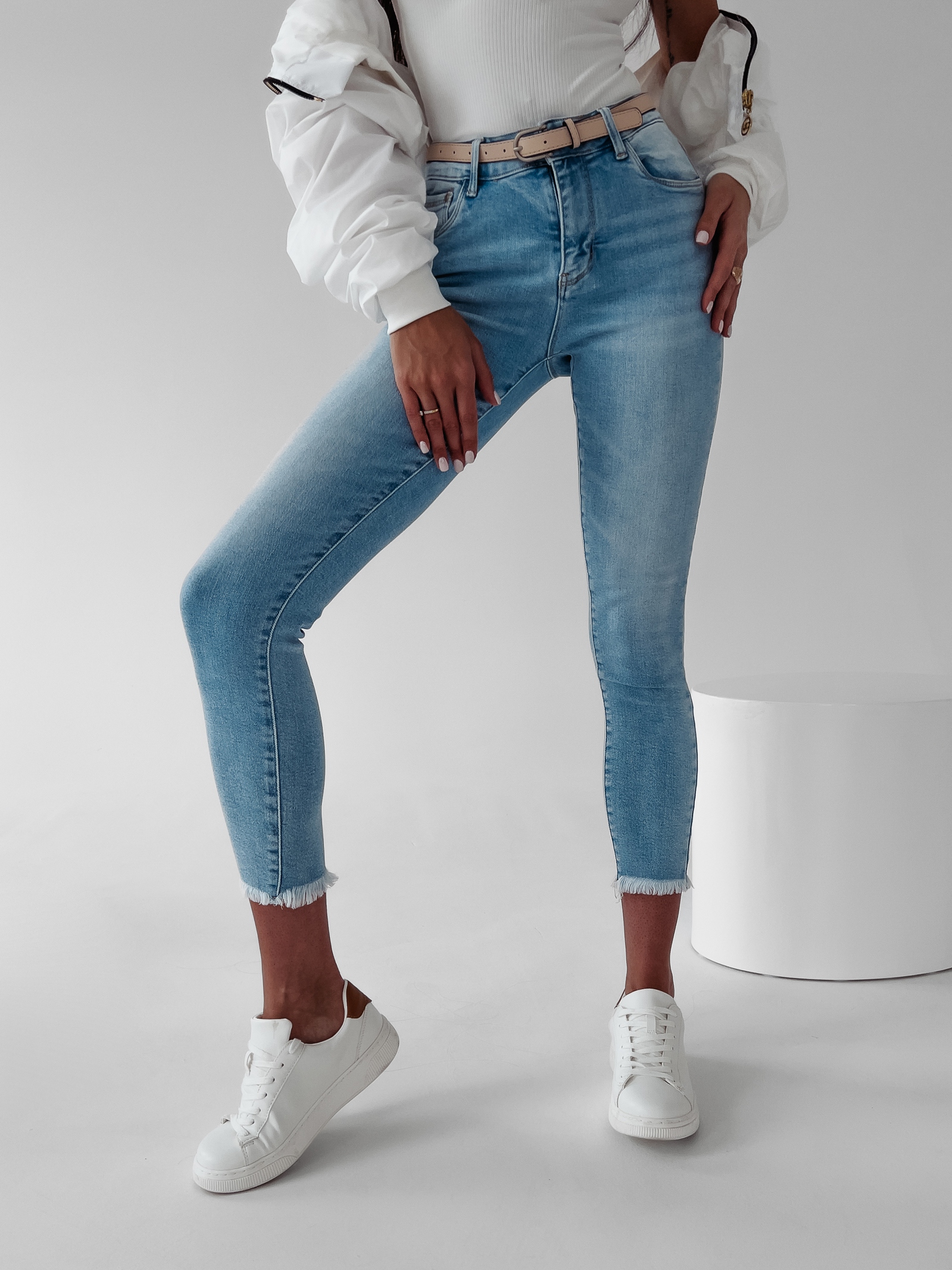 Spodnie slim fit Opal 252 Ola Voga niebieskie