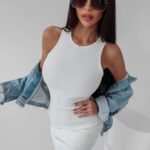 Sukienka dopasowana dzianinowa Ivi Ola Voga ecru