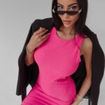 Sukienka dopasowana dzianinowa Ivi Ola Voga fuksja