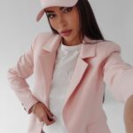 Marynarka taliowana Lara Ola Voga pudrowa