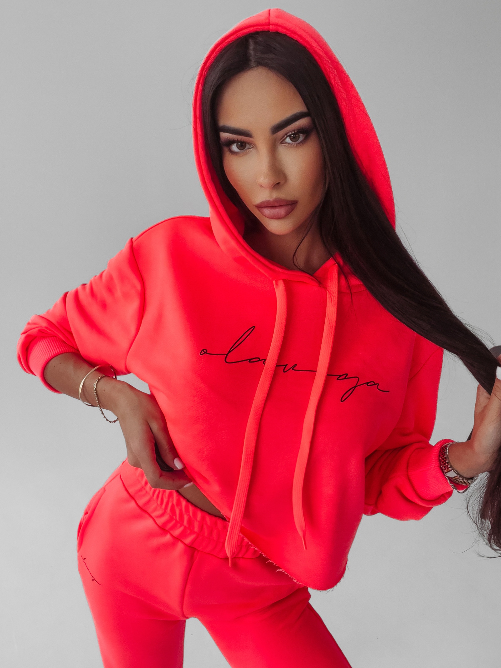 Komplet sportowy damski Nina Ola Voga neonowy róż